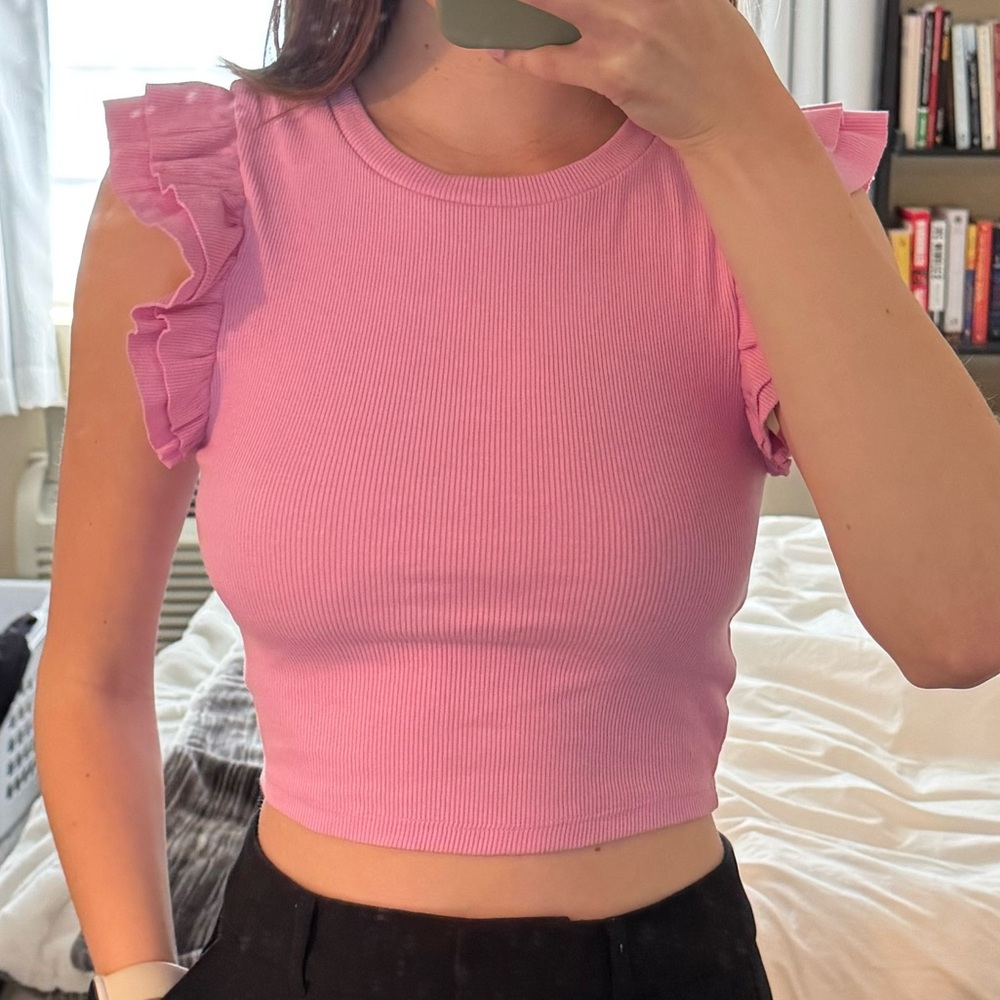 Zara | Pink Ruffled Sleeve Women's Top